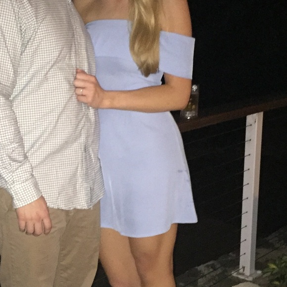 Blue off the shoulder mini dress - Picture 2 of 7